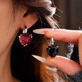 14K Gold-Plated Double-Sided Contrasting Heart Earrings - elegant Double-Sided Heart Earrings