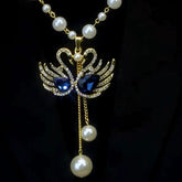 14K Gold-Plated Double Goose Pearl Necklace - beautiful Goose Pearl Necklace