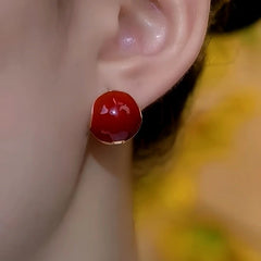 Close-up detail of the sparkling zircons and plating on the Double-Sided Earrings