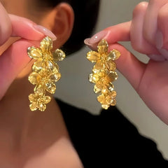 14K Gold-Plated Elegan Flower Tassel Earrings - elegant Flower Tassel Earrings