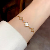 14K Gold-Plated Elegant Adjustable Zircon Four-Leaf Bracelets - chic Adjustable Four-Leaf Bracelets