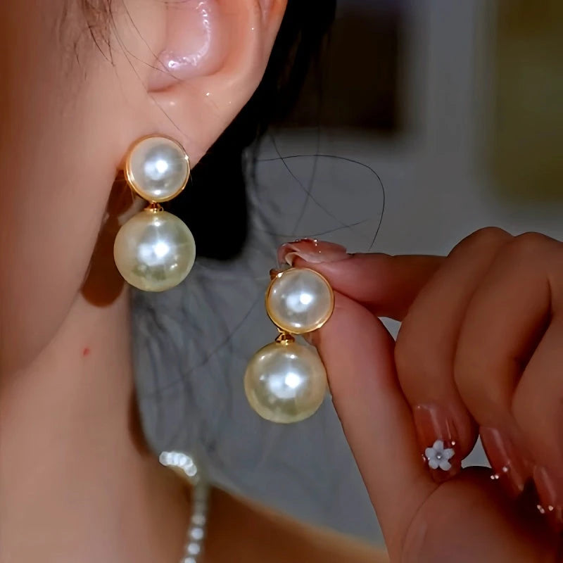 14K Gold-Plated Elegant Bead Earrings - elegant Gold Bead Earrings