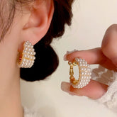 14K Gold-Plated Elegant Beaded Earrings - elegant Gold Beaded Earrings