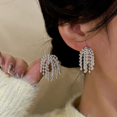 14K Gold-Plated Elegant Beaded Tassel Earrings - elegant Beaded Tassel Earrings