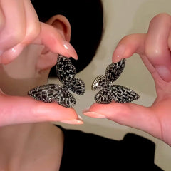 14K Gold-Plated Elegant Black Butterfly Earrings - elegant Black Butterfly Earrings