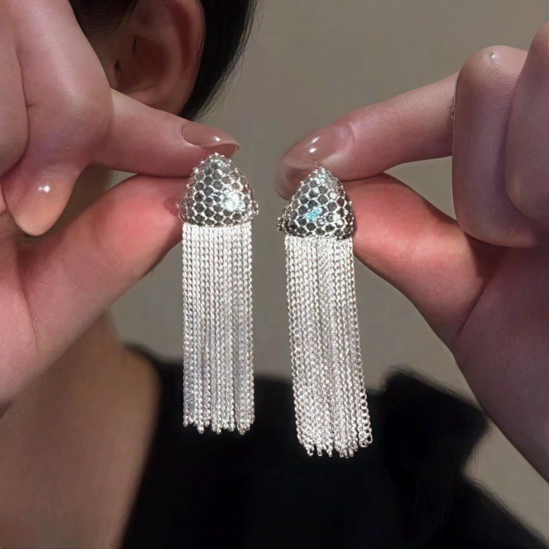 14K Gold-Plated Elegant Bling Tassel Earrings - elegant Bling Tassel Earrings