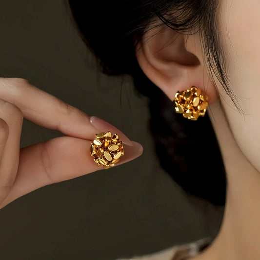 14K Gold-Plated Elegant Broken Ball Stud Earrings - elegant Ball Stud Earrings