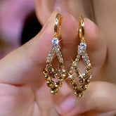 14K Gold-Plated Elegant Brown Diamond Earrings - elegant Brown Diamond Earrings