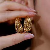 14K Gold-Plated Elegant Brown Zircon Diamond Hoop Earrings - elegant Brown Zircon Hoops