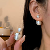 14K Gold-Plated Elegant Brushed Ball Earrings - elegant Brushed Ball Earrings