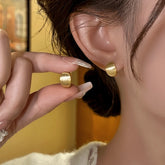 14K Gold-Plated Elegant Brushed Geometric Hoop Earrings - elegant Geometric Hoop Earrings