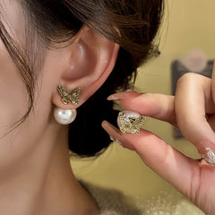 14K Gold-Plated Elegant Butterfly Bead Earrings - elegant Butterfly Ear Jackets