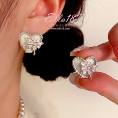 14K Gold-Plated Elegant Butterfly Heart Earrings - elegant Butterfly Heart Studs