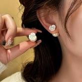 14K Gold-Plated Elegant Camellia Bead Earrings - elegant Camellia Ear Jackets