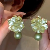 14K Gold-Plated Elegant Camellia Pearl Earrings - elegant Camellia Pearl Earrings