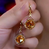 14K Gold-Plated Elegant Caramel Zircon Drop Earrings - elegant Caramel Zircon Earrings