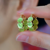 14K Gold-Plated Elegant Cat's Eye Stone Hoop Earrings - elegant Cat's Eye Hoop Earrings