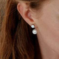 14K Gold-Plated Elegant Cat's Eye Stone Mother Of Pearl Jacket Earrings - elegant Pearl Jacket Earrings