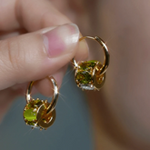 14K Gold-Plated Elegant Cat's Eye Stone Ring Earrings - elegant Cat's Eye Earrings