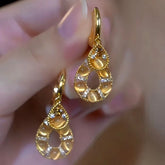 14K Gold-Plated Elegant Cat's Eye Stone Water Drop Earrings - elegant Cat's Eye Water Drop Earrings