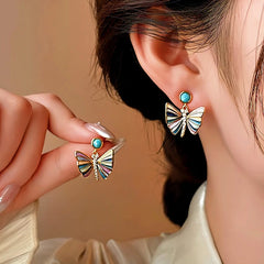 14K Gold-Plated Elegant Colorful Butterfly Earrings - elegant Colorful Butterfly Earrings