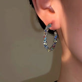 14K Gold-Plated Elegant Colorful Hoop Earrings - elegant Colorful Hoop Earrings