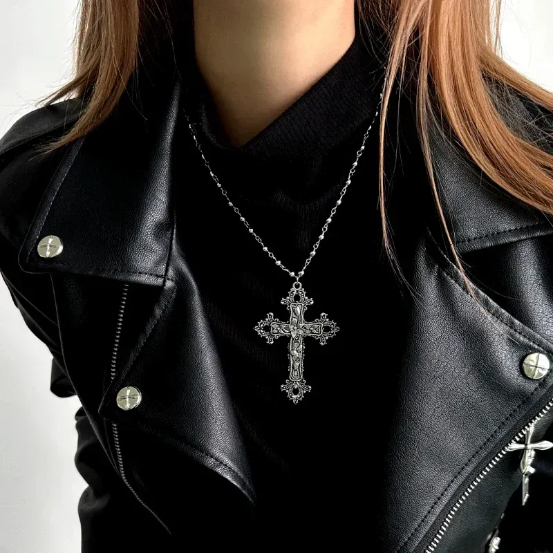 14K Gold-Plated Elegant Cross Necklace worn to showcase its length and pendant detail
