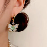 14K Gold-Plated Elegant Crystal Butterfly Earrings - elegant Crystal Butterfly Earrings