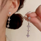 14K Gold-Plated Elegant Diamond-Filled Long Tassel Earrings - elegant Long Tassel Earrings