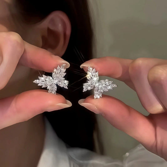 14K Gold-Plated Elegant Diamond Butterfly Earrings - elegant Diamond Butterfly Earrings