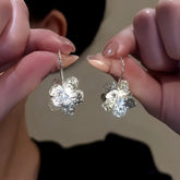 14K Gold-Plated Elegant Diamond Flower Ear Hooks - elegant Flower Ear Hooks