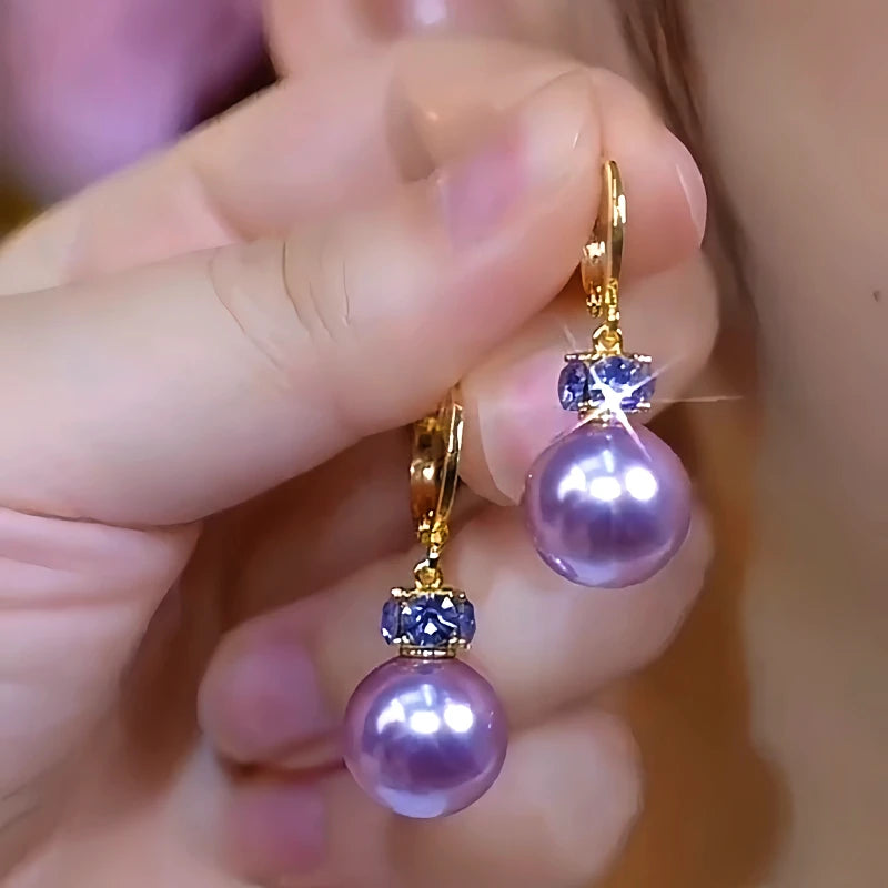 14K Gold-Plated Elegant Diamond Purple People Earrings - elegant Purple Crystal Earrings