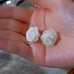 Angled view of the 14K Gold-Plated Elegant Diamond Rose Earrings