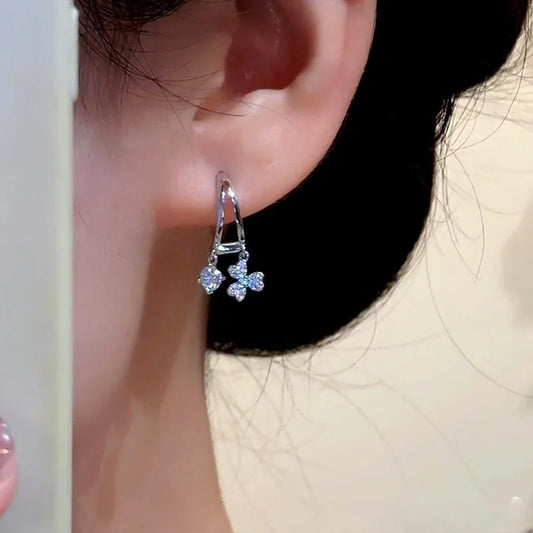 14K Gold-Plated Elegant Double-Layer Flashing leaf Tassel Earrings - elegant Leaf Tassel Earrings