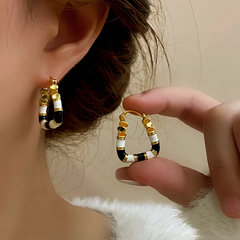 14K Gold-Plated Elegant Enamel Dripping Geometric Earrings - elegant Enamel Drop Earrings