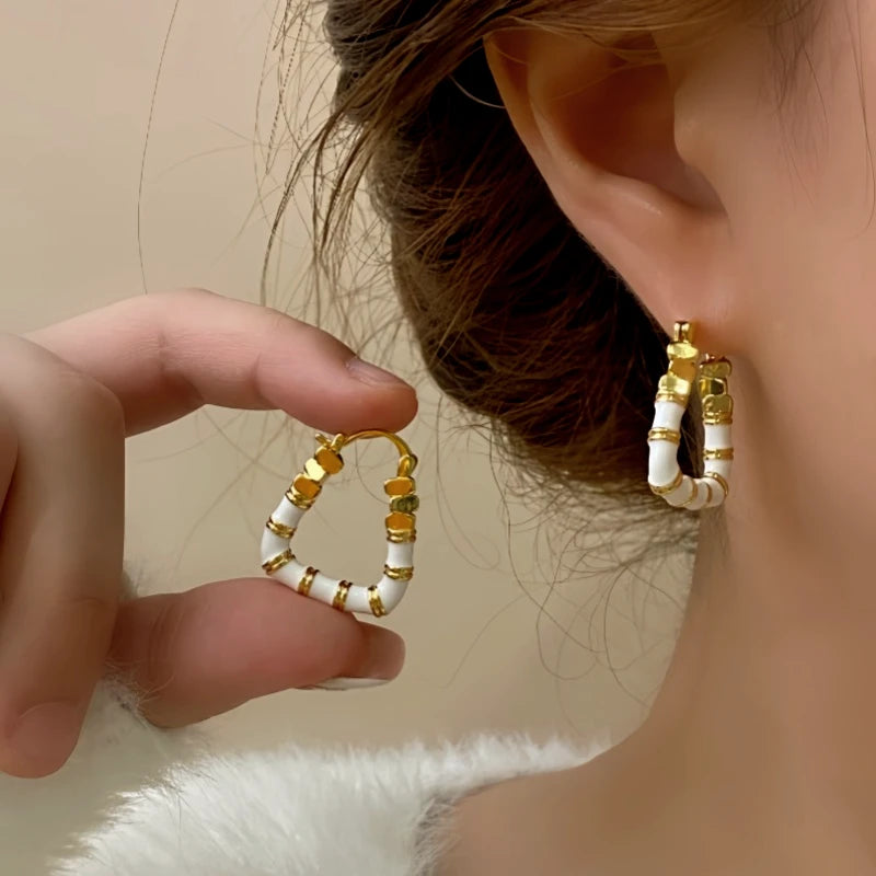 14K Gold-Plated Elegant Enamel Dripping Geometric Earrings as the perfect accessory for a special occasion