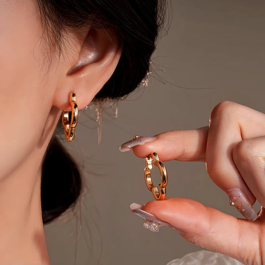 14K Gold-Plated Elegant Four-Leaf Clover Earrings - elegant Four-Leaf Clover Earrings