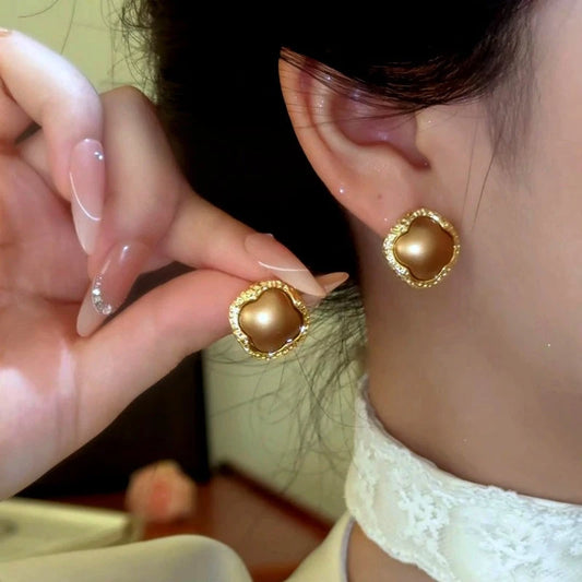14K Gold-Plated Elegant Four-Leaf Clover Stud Earrings - elegant Four-Leaf Clover Studs