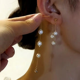 14K Gold-Plated Elegant Front And Back Pearl Earrings - elegant Front and Back Pearl Earrings