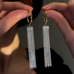 14K Gold-Plated Elegant G-Shaped Tassel Earrings - elegant Tassel Earrings