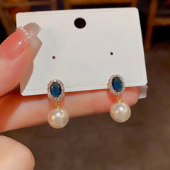 14K Gold-Plated Elegant Gemstone Pearl Earrings - elegant Gemstone Pearl Earrings