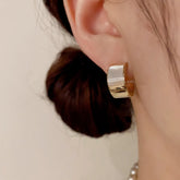 14K Gold-Plated Elegant Geometric Shell C-Shaped Earrings - elegant Shell C-Shaped Earrings