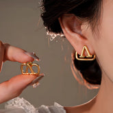 14K Gold-Plated Elegant Geometric Square Letter Earrings - elegant Square Letter Ear Jackets