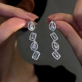 14K Gold-Plated Elegant Geometric Zircon Diamond Earrings - elegant Geometric Diamond Earrings