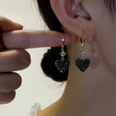 14K Gold-Plated Elegant Gray Heart Earrings - elegant Gray Heart Earrings