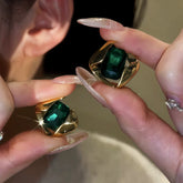 14K Gold-Plated Elegant Green Crystal Earrings - elegant Green Crystal Earrings