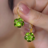 14K Gold-Plated Elegant Green Diamond Crystal Earrings - elegant Green Diamond Earrings