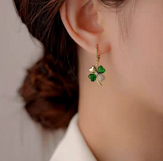 14K Gold-Plated Elegant Green Flower Earrings - elegant Green Flower Earrings