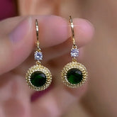 14K Gold-Plated Elegant Green Zircon Diamond Earrings - elegant Green Zircon Earrings