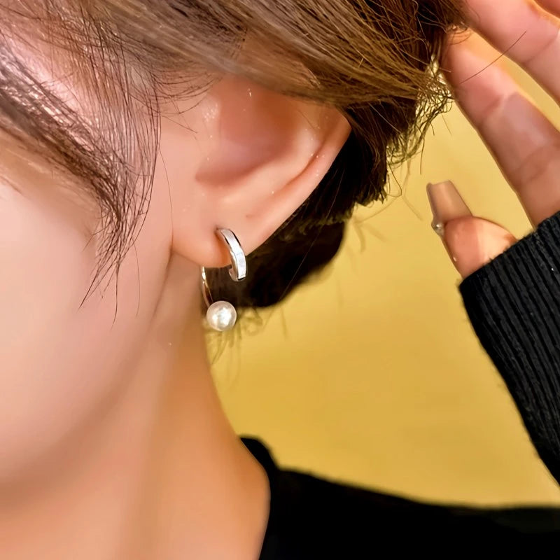 Close-up detail of the sparkling zircons and plating on the Silver Bead Earrings